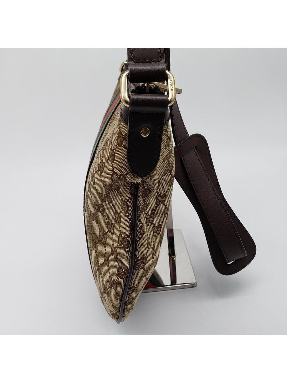 Authentic Gucci Ophidia GG Supreme Crossbody/Web Stripe Canvas Shoulder Bag - Picture 4 of 16